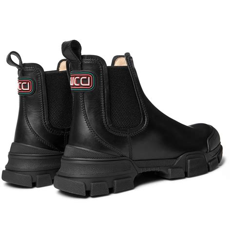 gucci leon leather chelsea boots|gucci boots embellished.